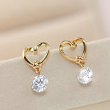 XE038 - Golden Heart Drop Earrings