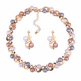 SET515 - Imitation pearl necklace earrings set