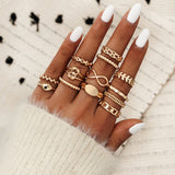 R518 - Knotted geometric leaf triangle Ring Set
