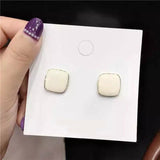 E1489 - White Square Earrings