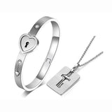GC206 - Silver Stainless Steel Bracelet Love Heart Lock Bangle