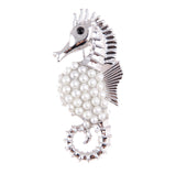 SB371 - Korean pearl seahorse brooch