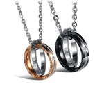 GC211 - His & Her Stainless Steel Love Engrave Couple Rings Necklaces