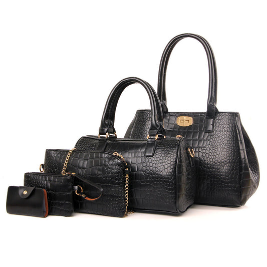 H1813 - 5pcs Set Crocodile Pattern Tote Bag