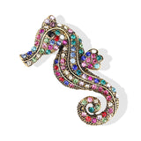 SB354 - Color Diamond Seahorse Brooch