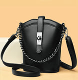 H1718 - Black Bucket Style Messenger Bag