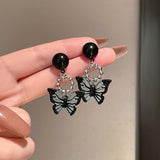E1506 - Black butterfly earrings