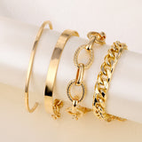 B824 - Punk Curb Cuban Chain Bracelet Set