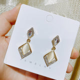 E1446 - Opal Triangle Drop Earrings