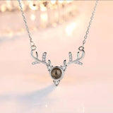 N2466 - Silver Moose Pendant Necklace