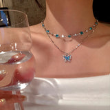 XN049 - Double Layer Crystal Necklace