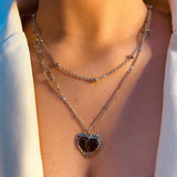 N2547 - Double Layer Heart Pendant Necklace