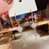 E1545 - Golden Flower Drop Earrings