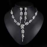 SET640 - Silver Drop Floral Necklace Set