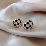 E1483 - Round Checkerboard Earrings