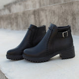 SH274 - Buckle Belt Round Toe Boots