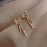 E1482 - Golden Bowknot Earrings