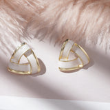 E1473 - White Triangular Earrings