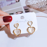 E1433 - Opal Heart Earrings