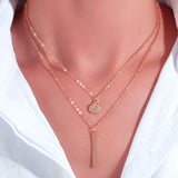 XN039 - Pendant Drop Double Layered Necklace