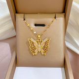 N2521 - Heavy-duty hollow butterfly Necklace