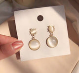 E1511 - Double circle cat's eye stone Earrings