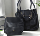 H1760 - Fashion Black 3pc Handbag Set