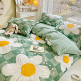 GBS025 - Floral Green Four Piece Winter Luxury Bedding Set