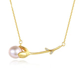 GFN023 - Long Flower S925 Pearl Necklace
