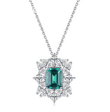 GFN021 - Emerald geometric flower S925 Necklace