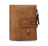 GWA023 - Ming Clan Buttoned Brown Cowhide Leather Wallet