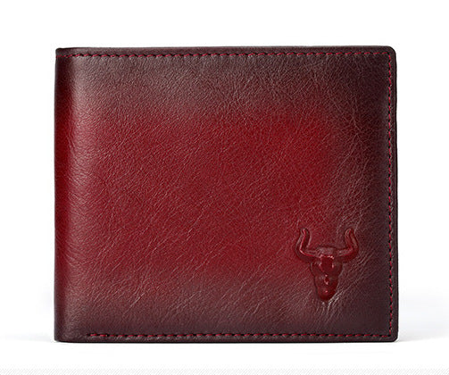 GWA030 - Ming Clan Gradient Red Cowhide Leather Wallet