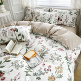 GBS020 - Floral White Four Piece Winter Luxury Bedding Set